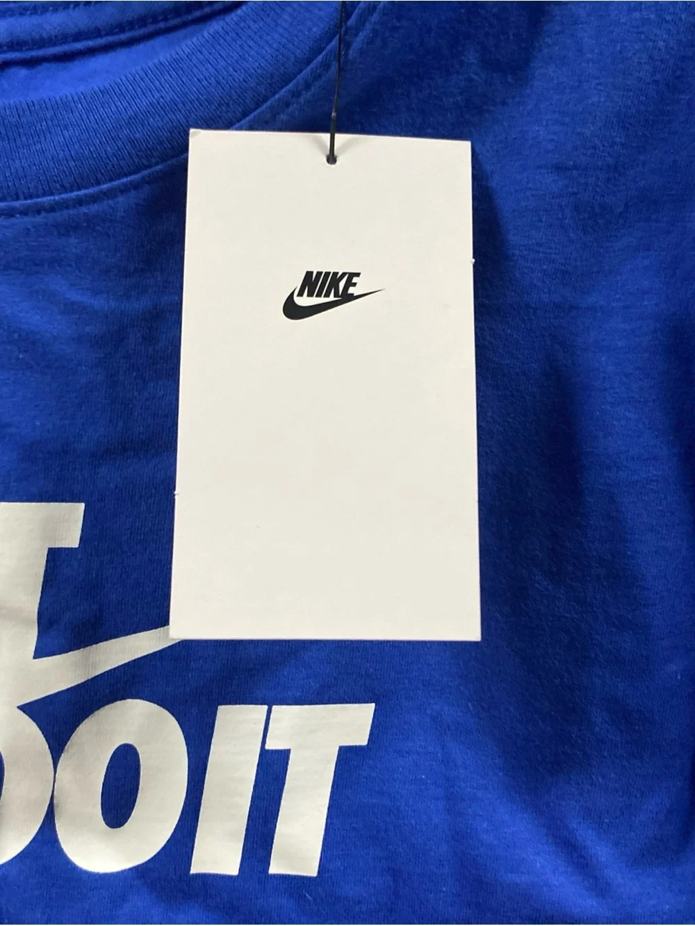 The Nike Tee “Just Do It” T-Shirt Logo Kids XL Unisex Blue White NWT FV4078-480
